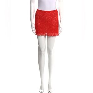 Réalisation Par Lola Mini Stretch Red Lace Skirt